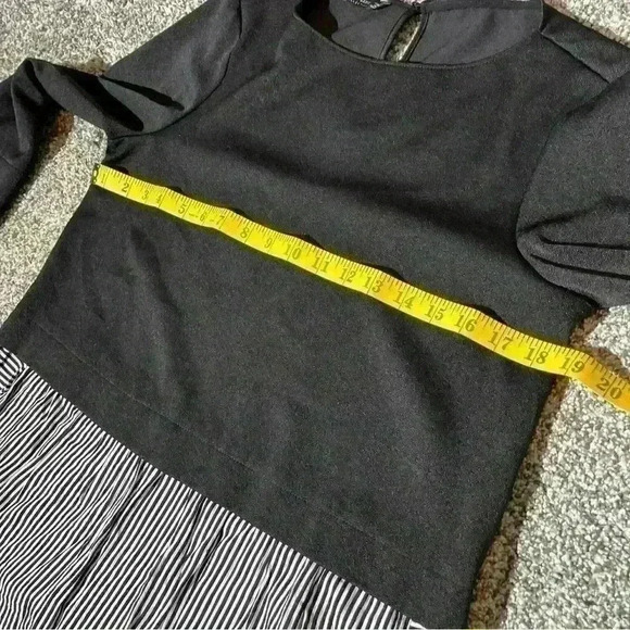 Zara Basic Collection- Top Mixed Media Blouse -striped Black And White Small - Picture 3 of 8